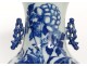 Large vase balustrade Chinese porcelain white-blue phoenix peacocks flowers nineteenth