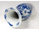 Large vase balustrade Chinese porcelain white-blue phoenix peacocks flowers nineteenth