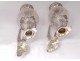 Pair sterling silver ewers crystal Minerva goldsmith Lefebre vine nineteenth