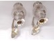 Pair sterling silver ewers crystal Minerva goldsmith Lefebre vine nineteenth