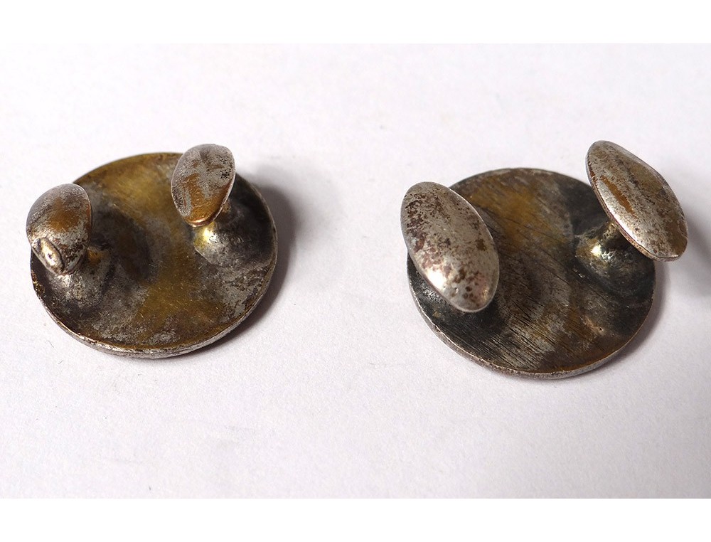 Paire De Boutons De Col Anciens En émail - Vintage