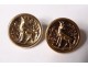 Pair small buttons hunting vénerie gilt metal deer collection XIXth century