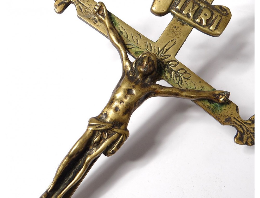 Crucifix Christ Cross Gilt Bronze Xviith Century