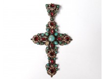 Bressan cross pendant emulsion bressans turquoise cabochons flowers nineteenth