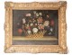 HST painting still life bouquet flowers basket gilt frame painting eighteenth