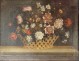 HST painting still life bouquet flowers basket gilt frame painting eighteenth
