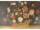 HST painting still life bouquet flowers basket gilt frame painting eighteenth