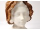 Sculpture head young woman Carrara marble carved wood Holland XIX