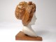 Sculpture head young woman Carrara marble carved wood Holland XIX