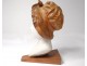 Sculpture head young woman Carrara marble carved wood Holland XIX