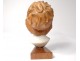 Sculpture head young woman Carrara marble carved wood Holland XIX