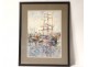 Watercolor Fourmaintraux-Winslow port Boulogne-sur-Mer three-masted boat twentieth