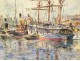 Watercolor Fourmaintraux-Winslow port Boulogne-sur-Mer three-masted boat twentieth