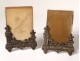 Pair picture frames brass silver chenets ribbons frame nineteenth century