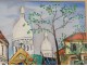 Watercolor gouache Lucien Genin market Paris Place du Tertre Montmartre twentieth