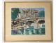 Watercolor gouache Lucien Genin Bridge Marie Ile Saint-Louis Seine Paris 20th