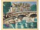Watercolor gouache Lucien Genin Bridge Marie Ile Saint-Louis Seine Paris 20th