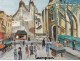 Watercolor gouache Lucien Genin church Saint-Médard rue Mouffetard Paris 20th