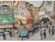 Watercolor gouache Lucien Genin church Saint-Médard rue Mouffetard Paris 20th