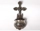 Small font holy silver Christ crucifix Virgin flowers nineteenth