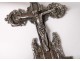 Small font holy silver Christ crucifix Virgin flowers nineteenth