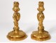 Pair candlesticks gilt bronze mascaron woman Fernand Fish Art Nouveau twentieth