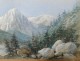 Small watercolor landscape snowy mountains forest forest fir 1904 twentieth