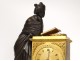 Bronze clock antique woman Reading palmettes Restoration nineteenth clock