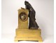 Bronze clock antique woman Reading palmettes Restoration nineteenth clock