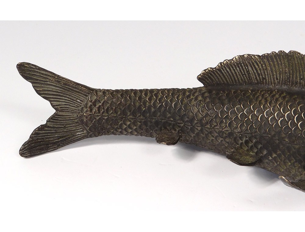 Sculpture bronze carp fish Japan animal century