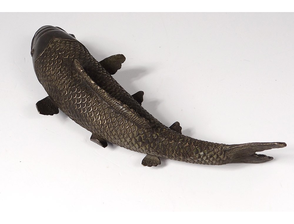 Sculpture bronze carp fish Japan animal century