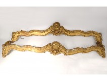 Pair Louis XV valances carved wood gilded shells fruit eighteenth