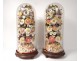 Pair large bridal bouquets shells flowers mother-of-pearl globe 19th century