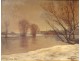 Great HST painting Abel Hervé snowy landscape Nantes Prairie au Duc nineteenth