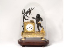 Pendulum bronze cherub Love mucisian zither globe I Empire clock nineteenth