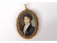Miniature signed Cior portrait young man ruby ??pin Restoration nineteenth