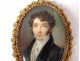 Miniature signed Cior portrait young man ruby ??pin Restoration nineteenth