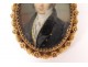 Miniature signed Cior portrait young man ruby ??pin Restoration nineteenth
