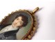 Miniature signed Cior portrait young man ruby ??pin Restoration nineteenth