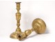 Pair candlesticks Louis XVI gilded bronze garlands eighteenth flowers