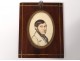 Miniature watercolor drawing portrait man elegant tie brass nineteenth
