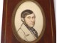 Miniature watercolor drawing portrait man elegant tie brass nineteenth