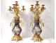 Pair candelabra 5 lights gilt bronze porcelain polychrome Art Nouveau XIXth