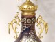 Pair candelabra 5 lights gilt bronze porcelain polychrome Art Nouveau XIXth