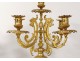 Pair candelabra 5 lights gilt bronze porcelain polychrome Art Nouveau XIXth