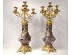 Pair candelabra 5 lights gilt bronze porcelain polychrome Art Nouveau XIXth