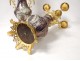 Pair candelabra 5 lights gilt bronze porcelain polychrome Art Nouveau XIXth