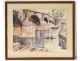 Watercolor Andrée Michel view Pont Marie Paris Ile Saint-Louis Seine Twentieth