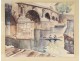 Watercolor Andrée Michel view Pont Marie Paris Ile Saint-Louis Seine Twentieth