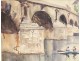 Watercolor Andrée Michel view Pont Marie Paris Ile Saint-Louis Seine Twentieth